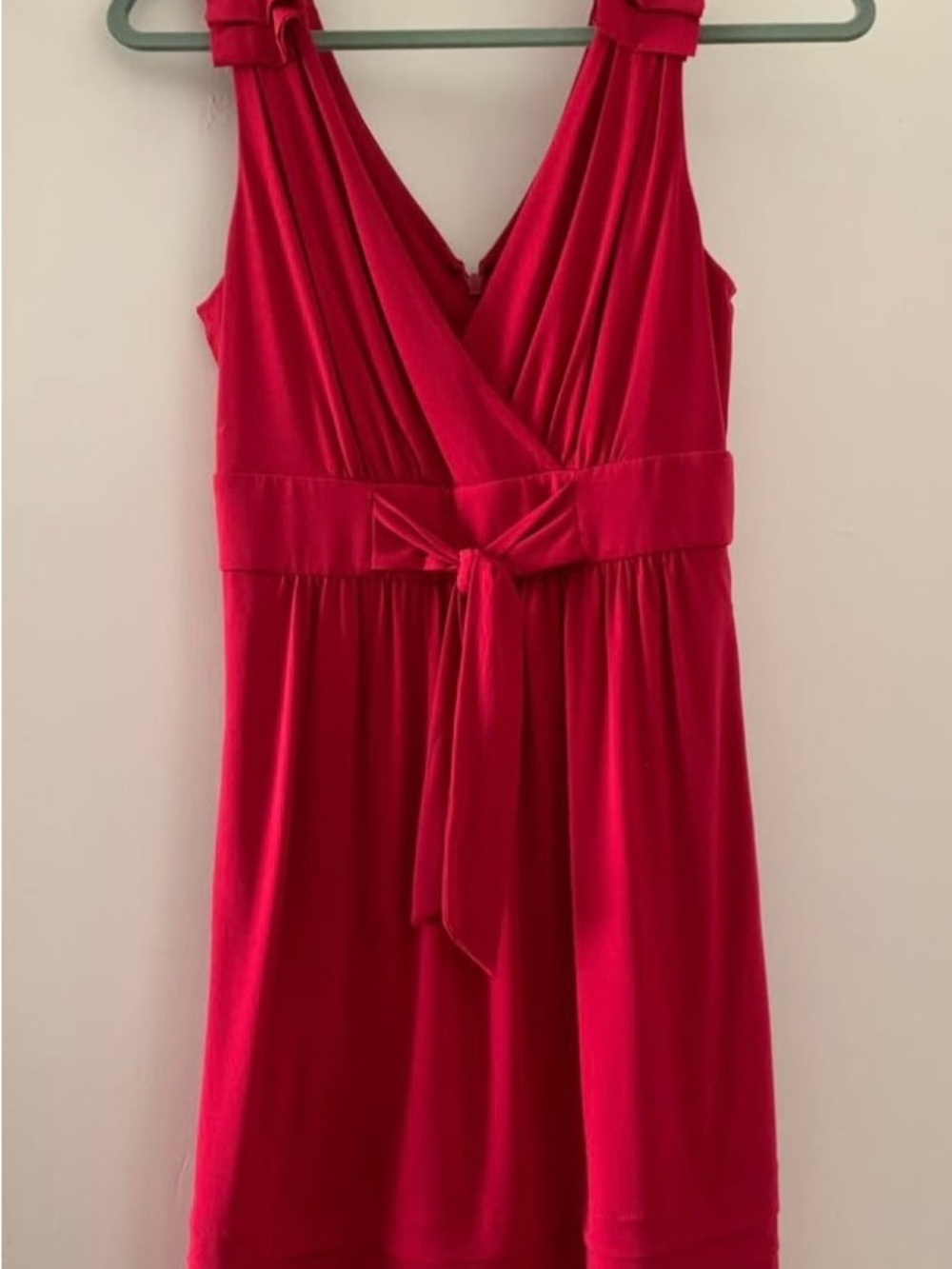 Max & Cleo Bold Red V-Neck Tie-Front Mini Dress